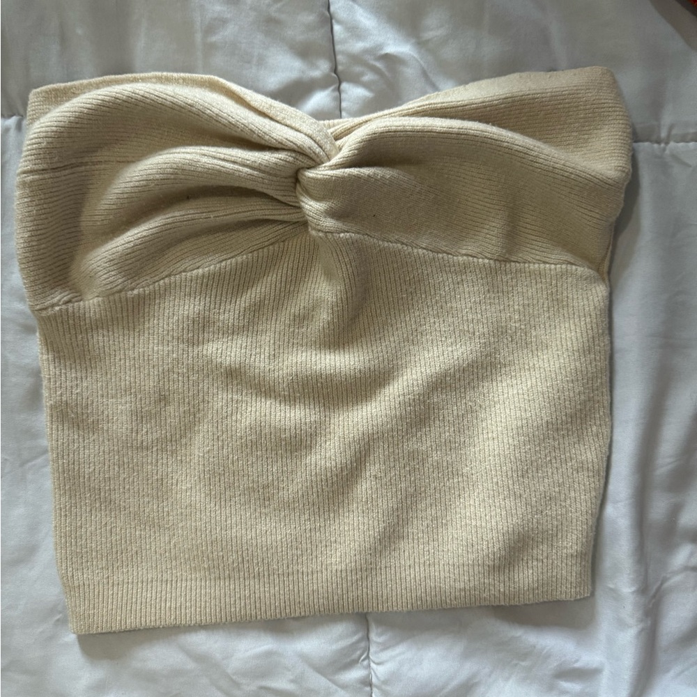 Forever 21 Cream Knit Crop Top